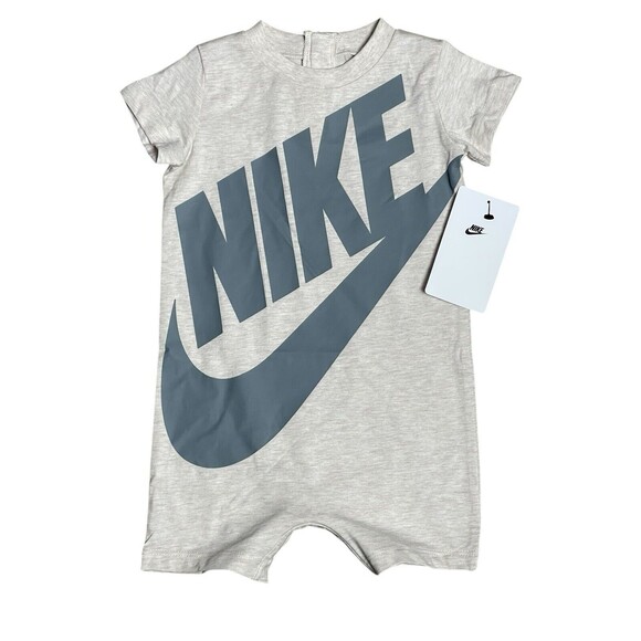 Nike Baby Boy Size 9 Months One Piece Short Sleeve Shorts Romper Gray Nike